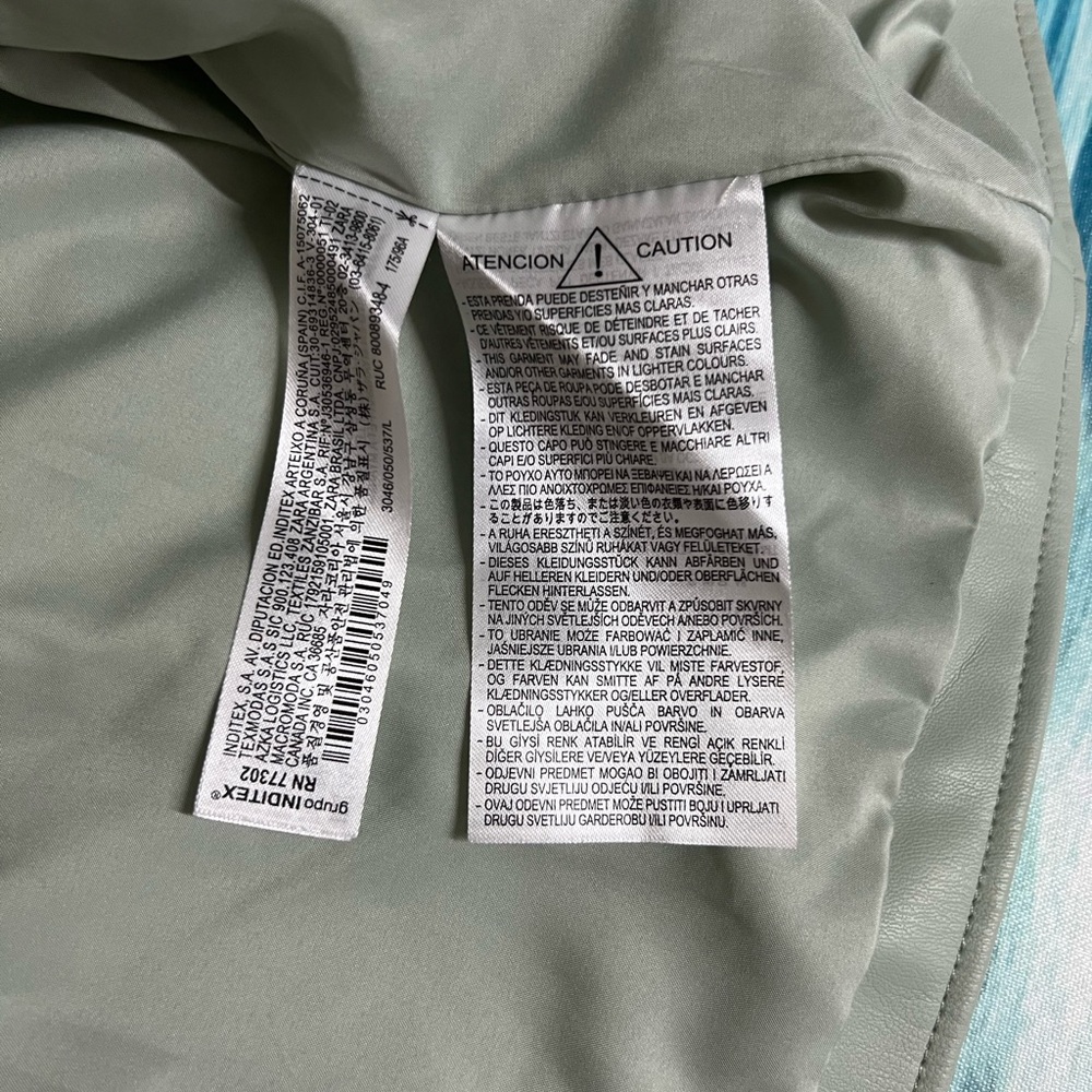 ❄️Zara Women's mint green Sage Moto Leather Jacket with Sleek Modern Feminine - Picture 11 of 13